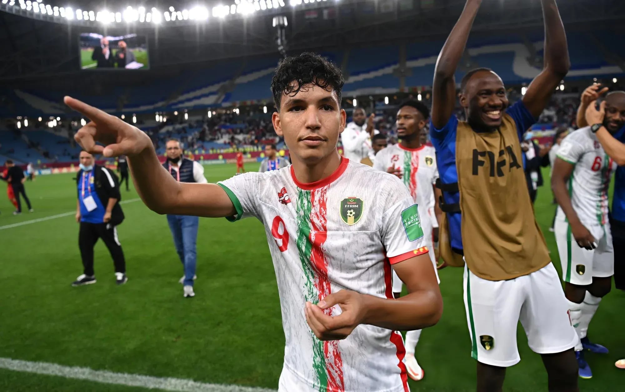 Hemeya Tanji celebrating on the pitch